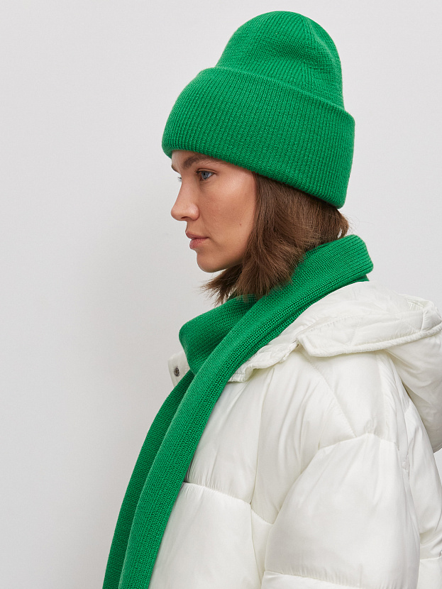 Ботаника комплект (шапка+шарф) трикотажный (ярко-зеленый, 56-58)