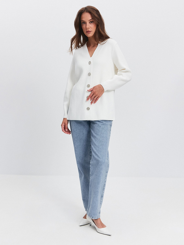 Родос кардиган трикотажный (белый/серебро, 44-46)