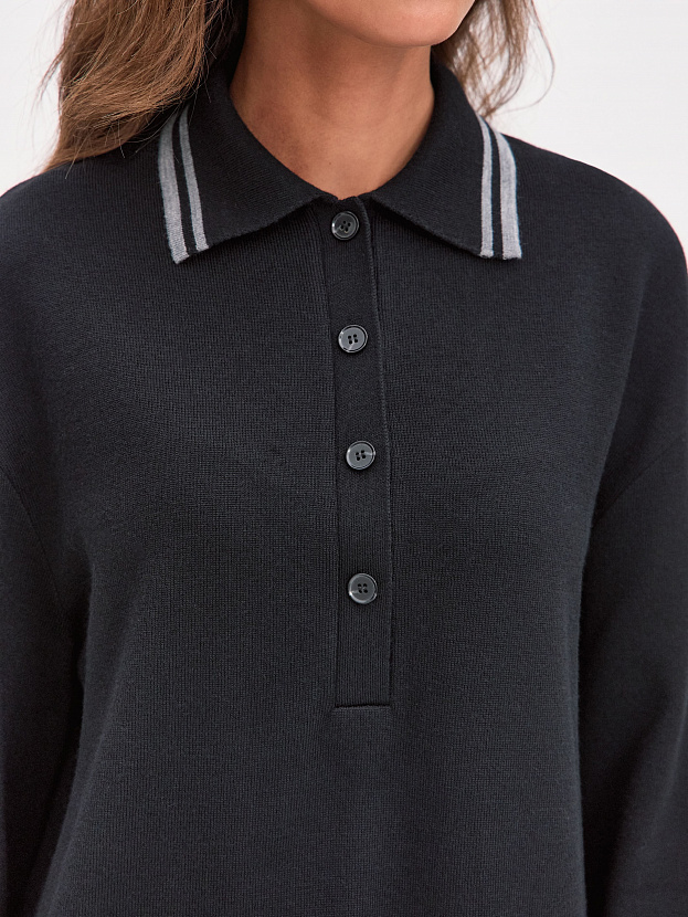 Скандинавия джемпер(поло) трикотажный (черный, 44-46)