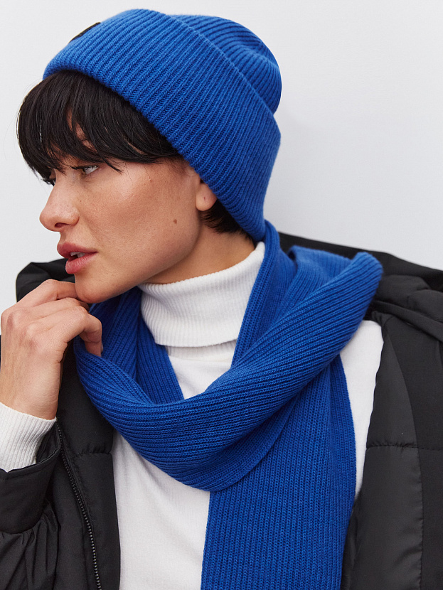 Спейс комплект (шапка+шарф) трикотажный (ярко-синий, 56-58)