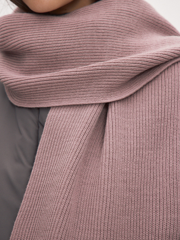 Ботаника комплект (шапка+шарф) трикотажный (розовато-серый, 56-58)