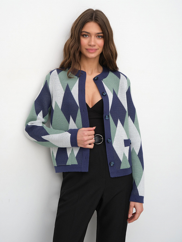 Скай жакет трикотажный (синий/св.зеленый, 44-46)