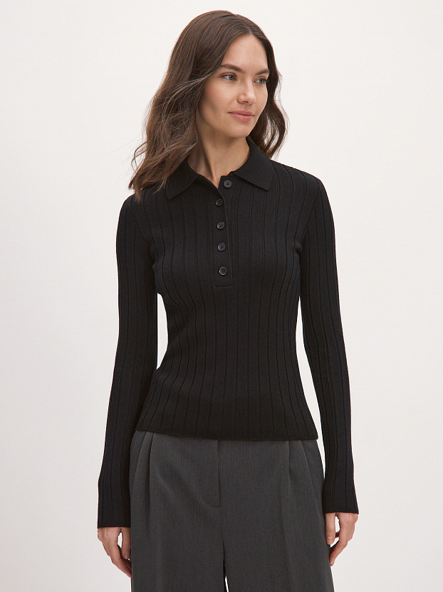 Пейдж джемпер (поло) трикотажный (черный, 44-46)