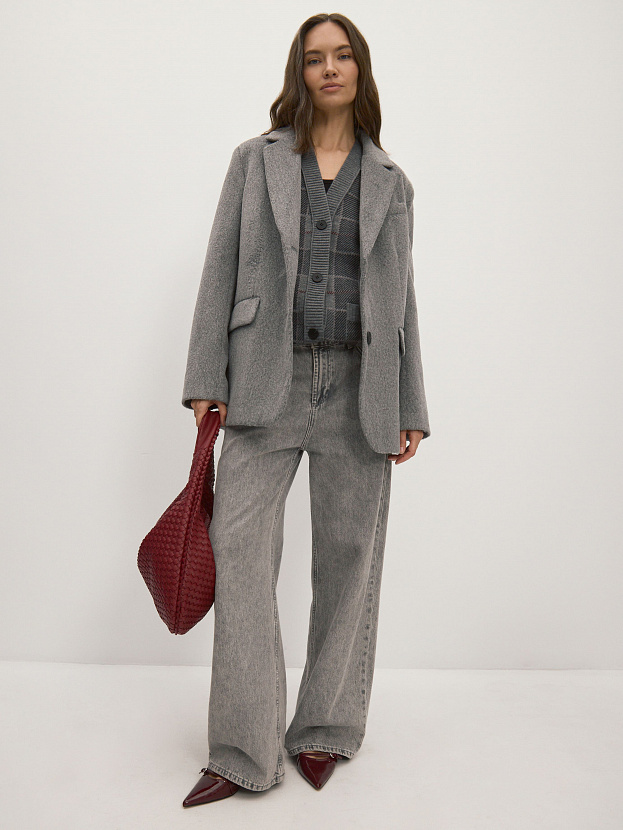 Горизонт кардиган трикотажный (серый меланж, 44-46)