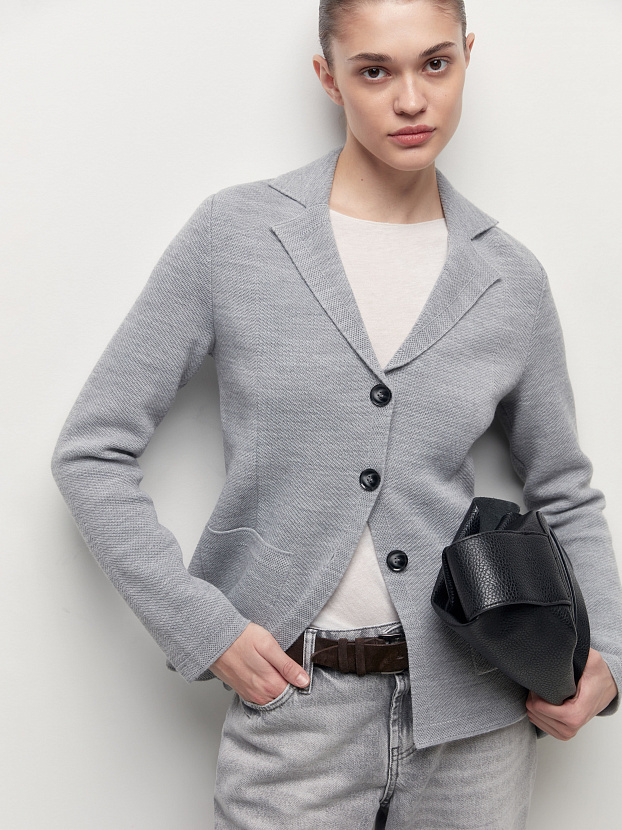 Имбирь жакет трикотажный (светлый маренго, 46)