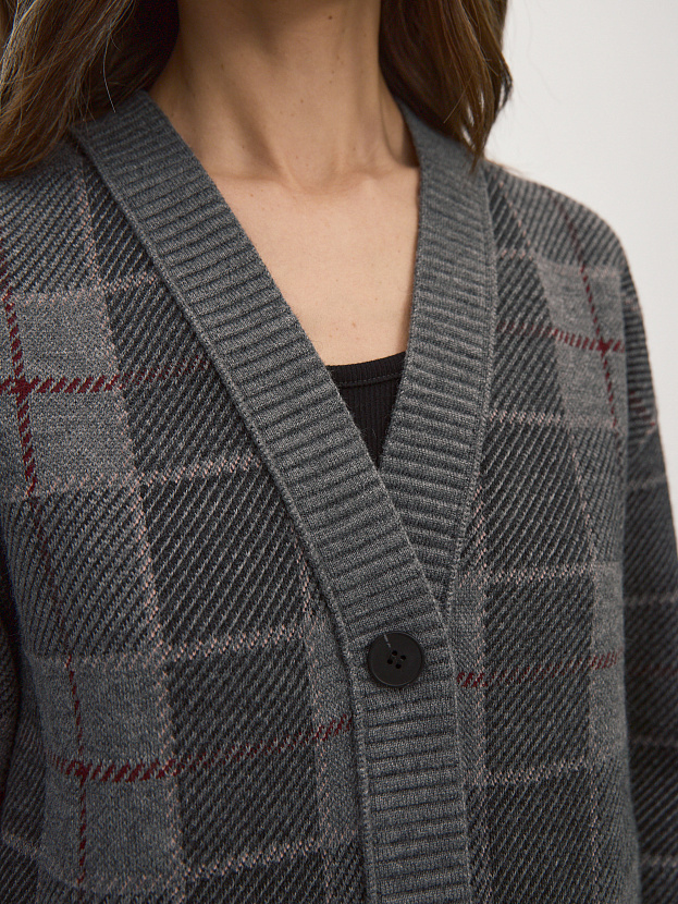 Горизонт кардиган трикотажный (серый меланж, 44-46)