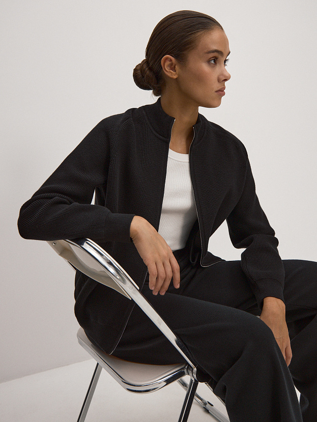 Денвер джемпер (бомбер) трикотажный (черный, 44-46)