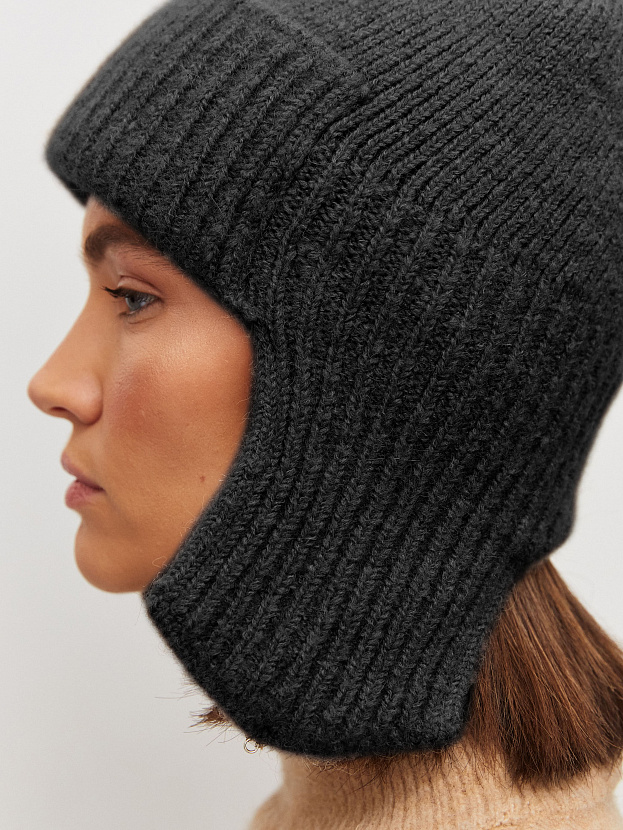 Онтарио шапка-ушанка трикотажная (черный, 56-58)