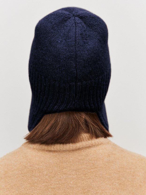 Онтарио шапка-ушанка трикотажная (т.синий, 56-58)