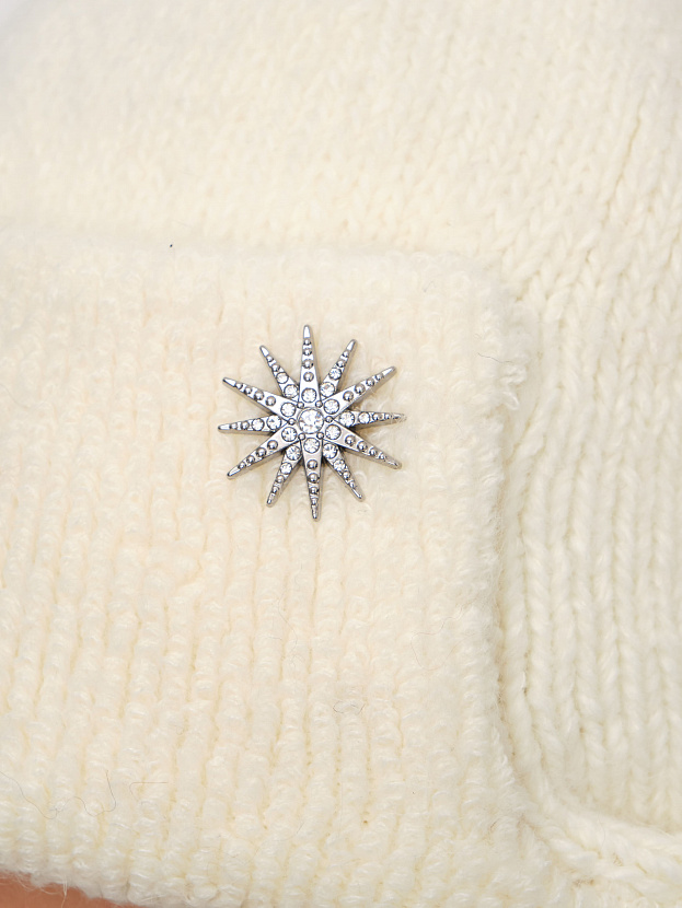 Стокгольм шапка-ушанка трикотажная (молочный/белый, 56-58)