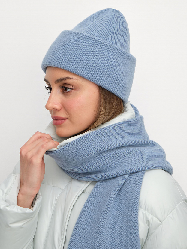 Квартет комплект (шапка+шарф) трикотажный (голубой, 56-58)