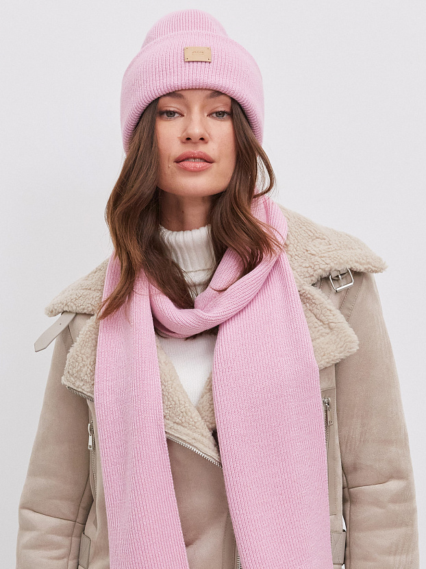 Спейс комплект (шапка+шарф) трикотажный (розовая камелия, 56-58)