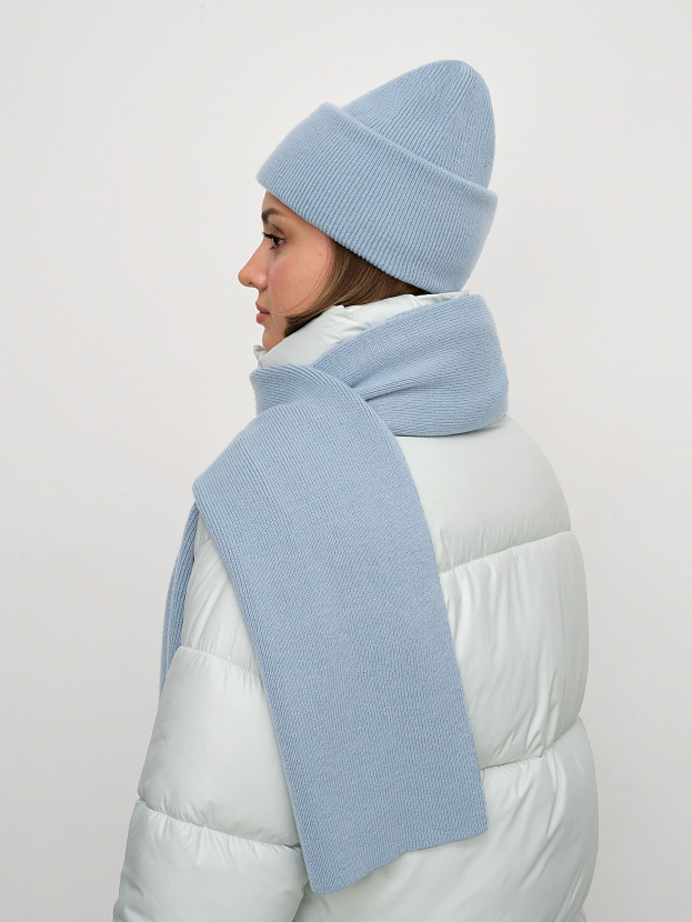 Квартет комплект (шапка+шарф) трикотажный (св.голубой, 56-58)