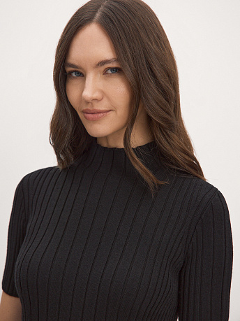 Водолазка из шерсти мериноса и вискозы с коротким рукавом Дайси