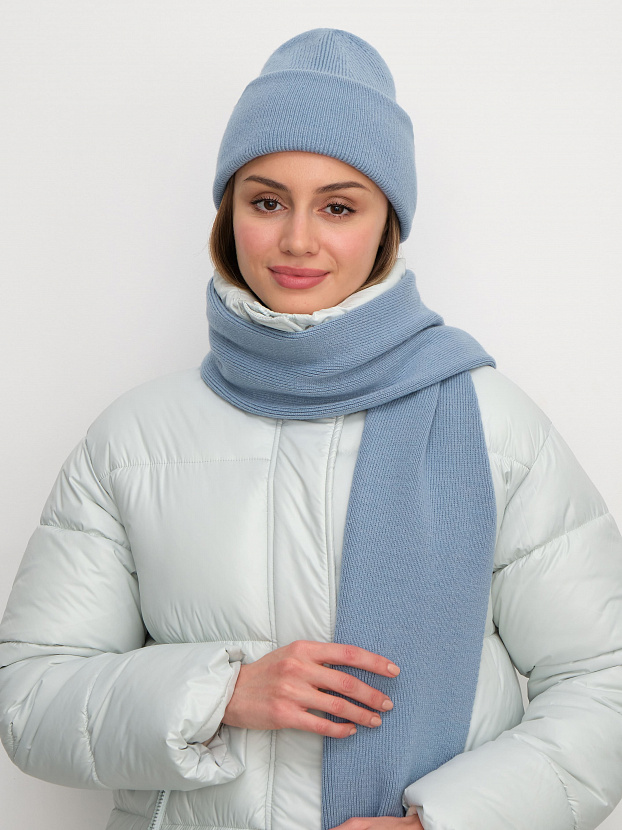 Квартет комплект (шапка+шарф) трикотажный (голубой, 56-58)