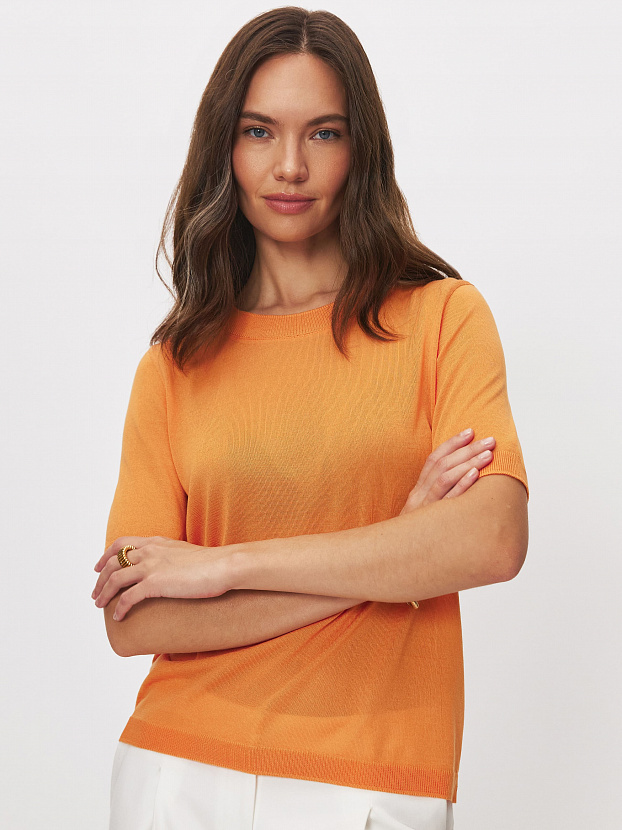 Адель джемпер (футболка) трикотажный (абрикосовый, 44-46)