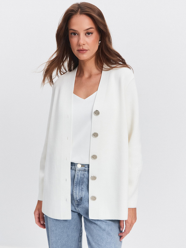 Родос кардиган трикотажный (белый/серебро, 44-46)