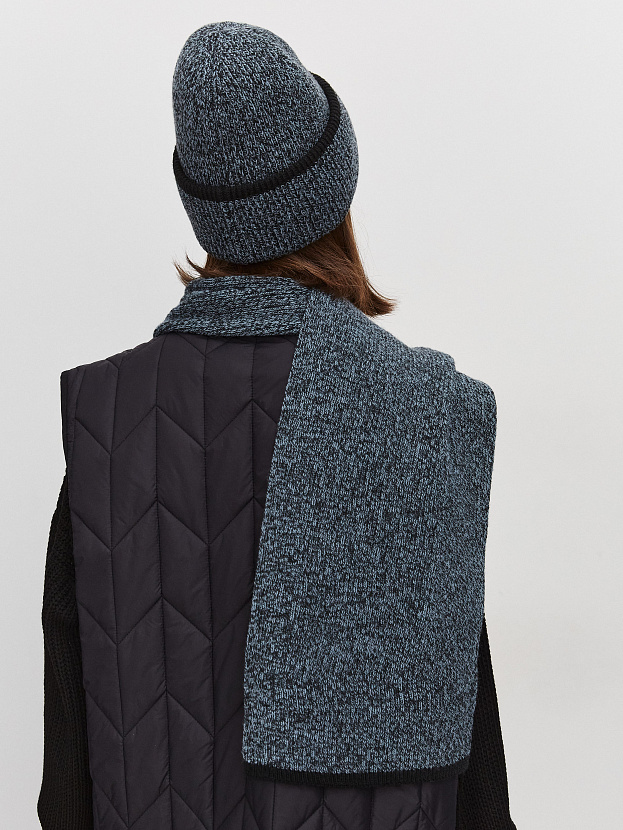 Бредли комплект (шапка+шарф) трикотажный (черный/голубой)