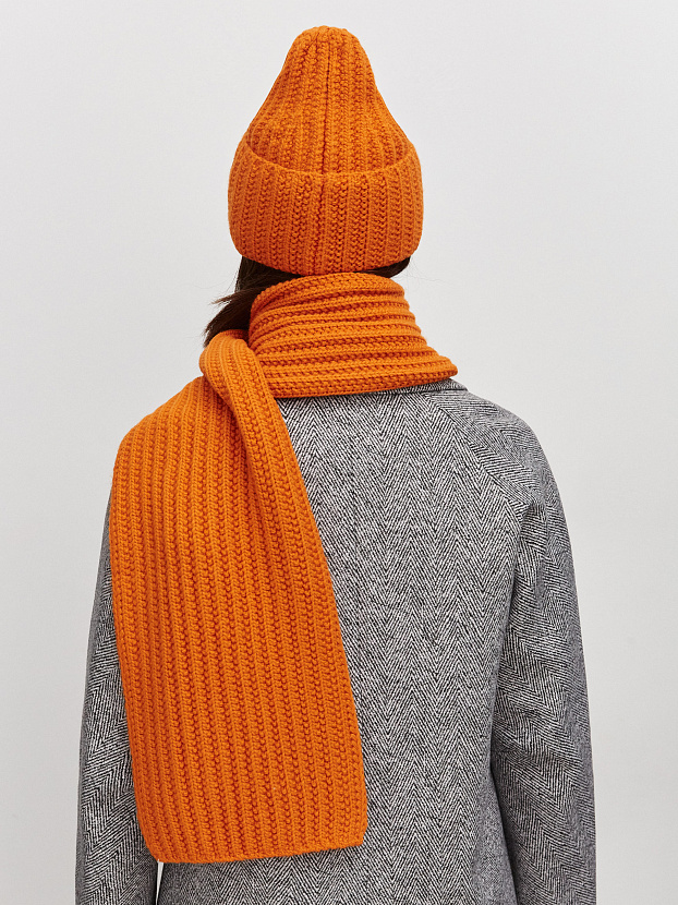 Черри комплект (шапка+ шарф) трикотажный (терракот, 56-58)