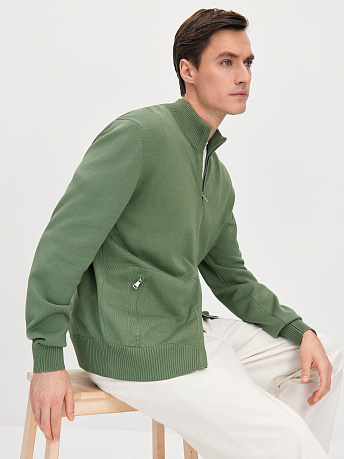 Кардиган мужской из хлопка с карманами на молнии