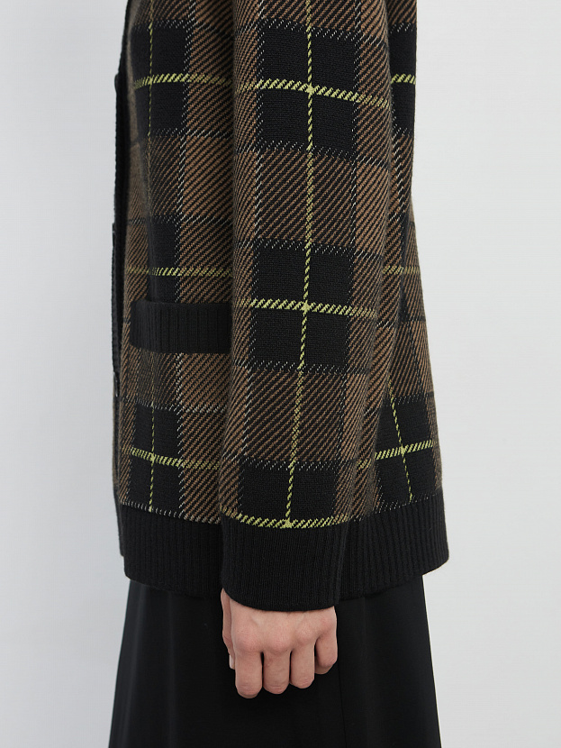 Горизонт кардиган трикотажный (черный/т.бежевый, 44-46)