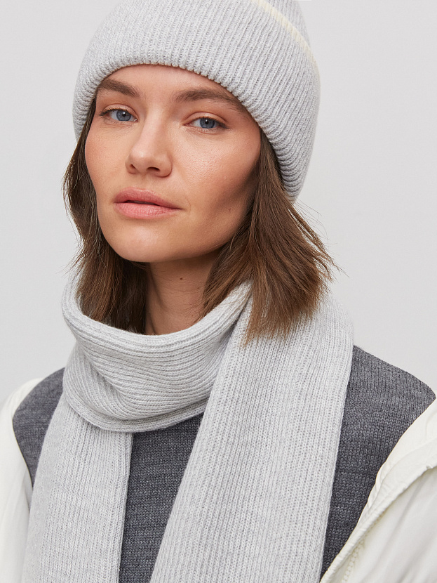 Бредли комплект (шапка+шарф) трикотажный (белый/светло-серый)