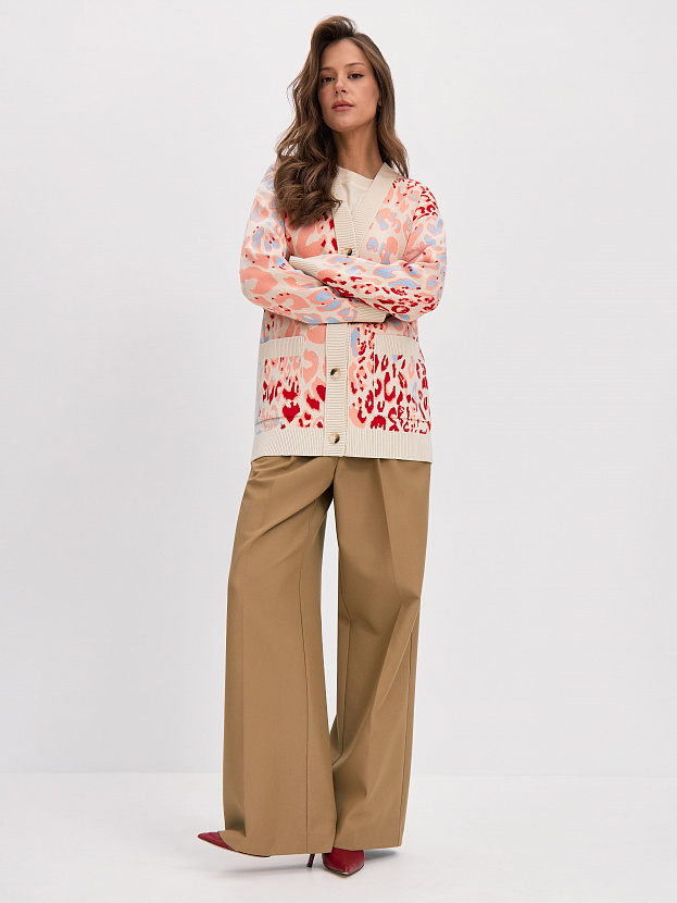 Гарда кардиган трикотажный (кремовый/красный, 44-46)