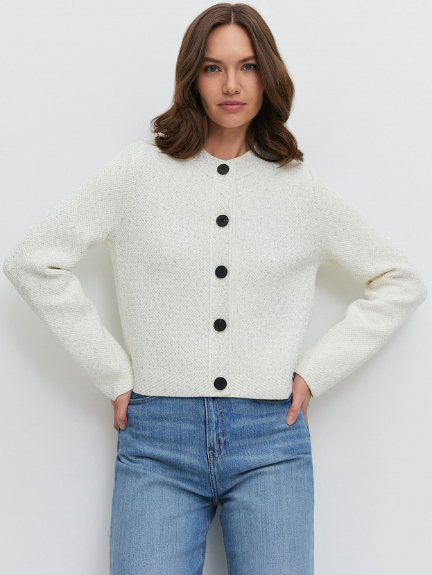 Антарес жакет трикотажный (белый/перламутровый, 44-46)