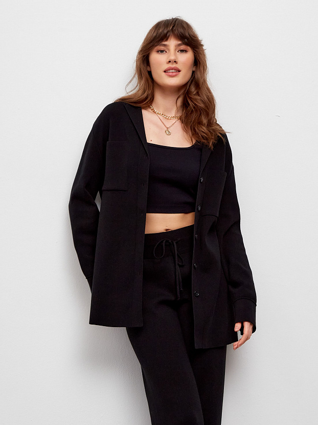 Тира кардиган трикотажный (черный, 44-46)