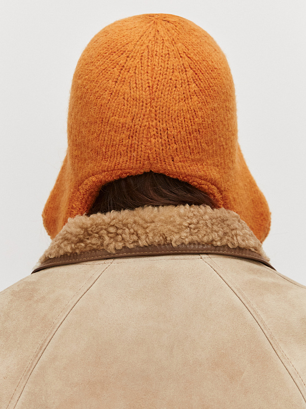 Стокгольм шапка-ушанка трикотажная (оранжевый, 56-58)