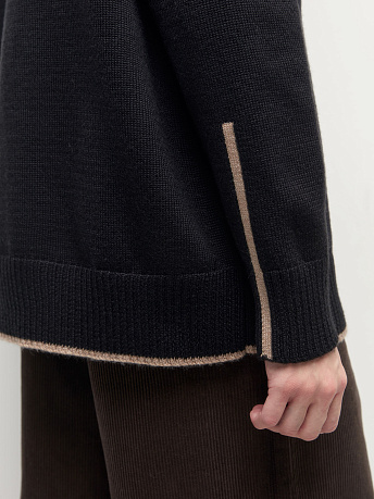 Джемпер из шерсти мериноса с акцентными полосками Кураж