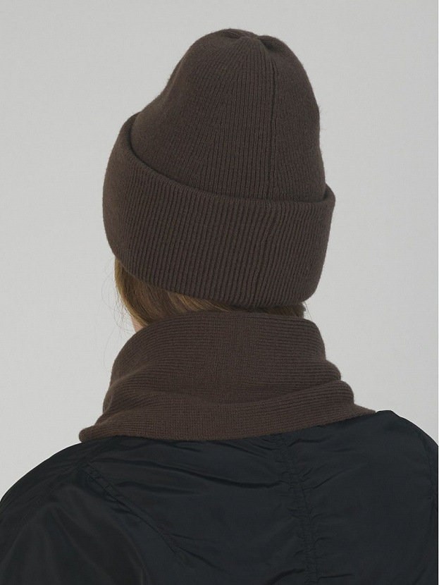 Квартет комплект (шапка+шарф) трикотажный (коричневый, 56-58)