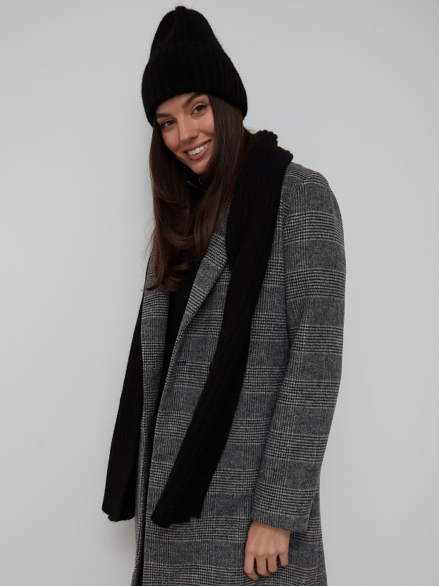 Нуга комплект (шапка+ шарф) трикотажный (черный)