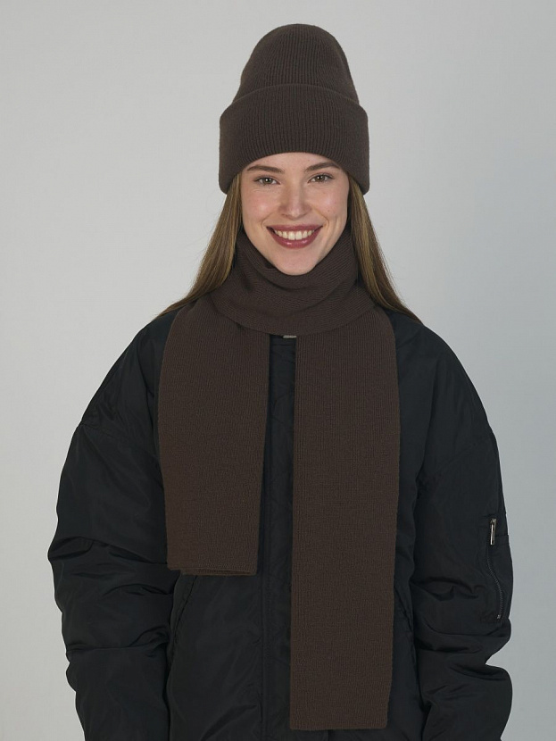 Квартет комплект (шапка+шарф) трикотажный (коричневый, 56-58)