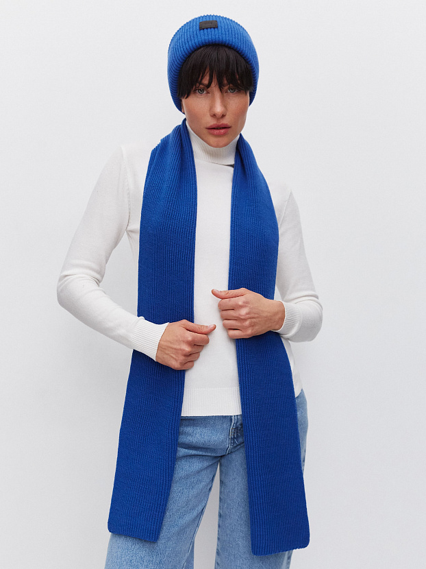 Спейс комплект (шапка+шарф) трикотажный (ярко-синий, 56-58)