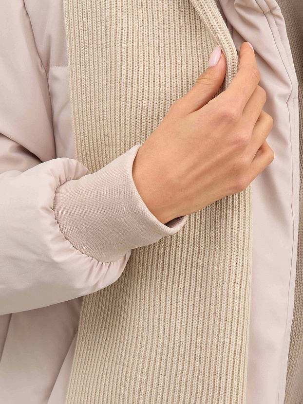 Айсберг комплект (шапка+ шарф) трикотажный (св.песочный, 56-58)