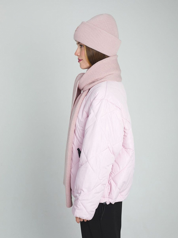 Спейс комплект (шапка+шарф) трикотажный (св.розовый, 56-58)