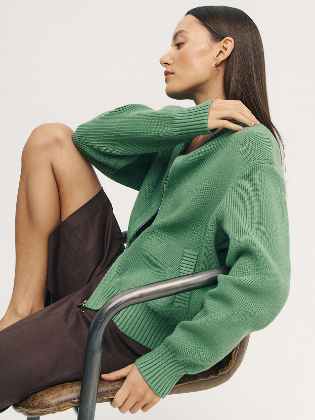 Честер джемпер (бомбер) трикотажный (зеленый, 44-46)