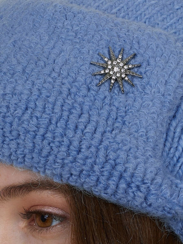 Стокгольм шапка-ушанка трикотажная (васильковый, 56-58)