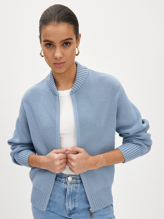 Эльба джемпер (бомбер) трикотажный (серо-голубой, 44-46)