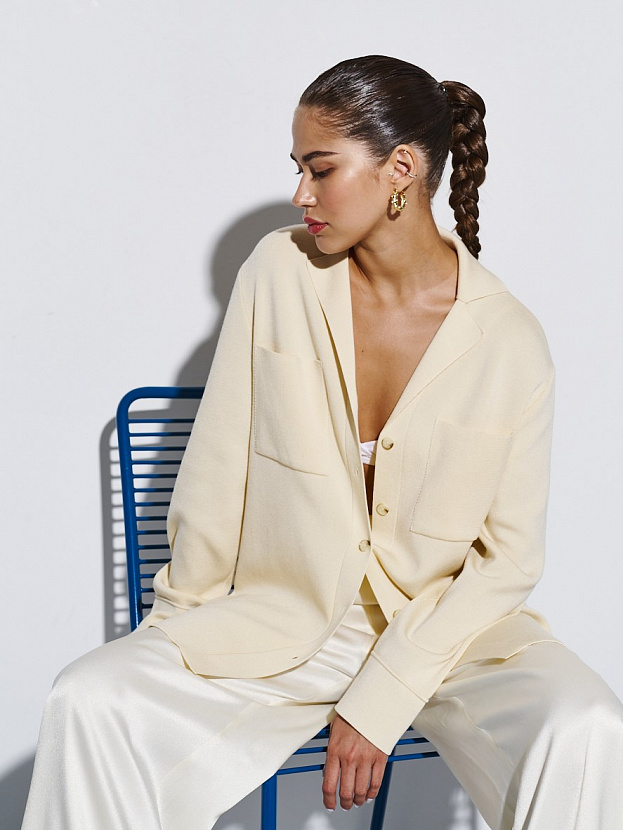 Тира кардиган трикотажный (кремовый, 44-46)