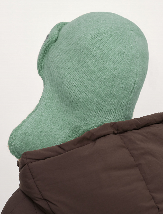 Стокгольм шапка-ушанка трикотажная (св.зеленый, 56-58)