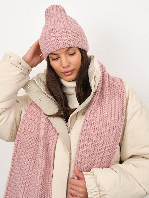 Черри комплект (шапка+ шарф) трикотажный (т.пудра, 56-58)