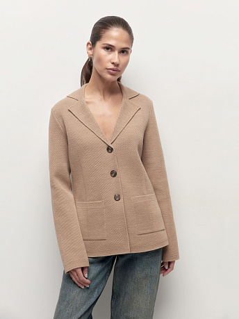 Жакет полуприталенный из шерсти мериноса Имбирь