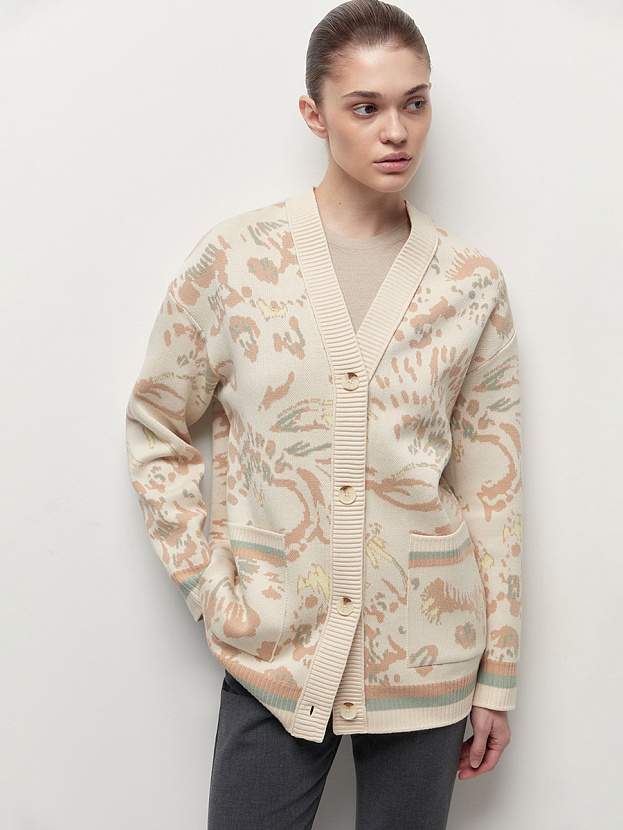 Гарда кардиган трикотажный (кремовый/св.зеленый, 44-46)