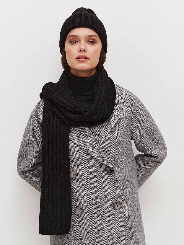 Черри комплект (шапка+ шарф) трикотажный (черный, 56-58)