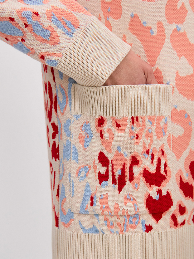 Гарда кардиган трикотажный (кремовый/красный, 44-46)