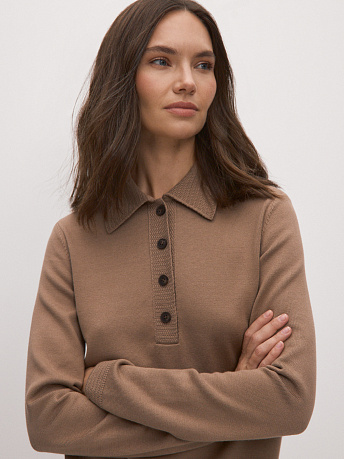 Джемпер поло из хлопка с вискозой Фреско