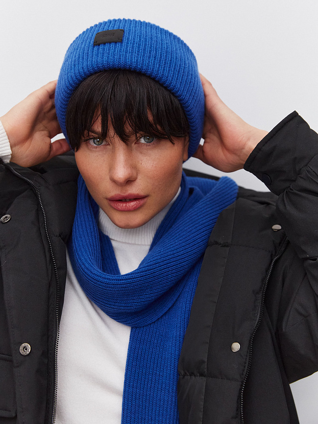 Спейс комплект (шапка+шарф) трикотажный (ярко-синий, 56-58)