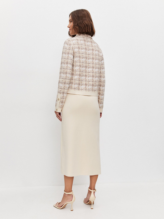 Шанель жакет трикотажный (кремовый/кофейный, 46)